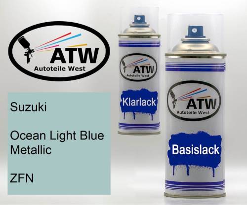 Suzuki, Ocean Light Blue Metallic, ZFN: 400ml Sprühdose + 400ml Klarlack - Set, von ATW Autoteile West.